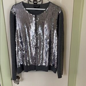 Silver Sequin Cashmere Cardigan